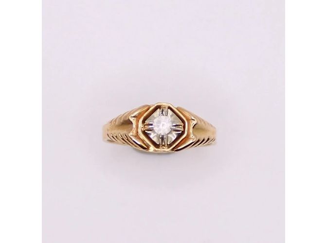 Autre Marque Anello a sigillo in oro giallo con spinello 750%O Gold hardware - vista 3