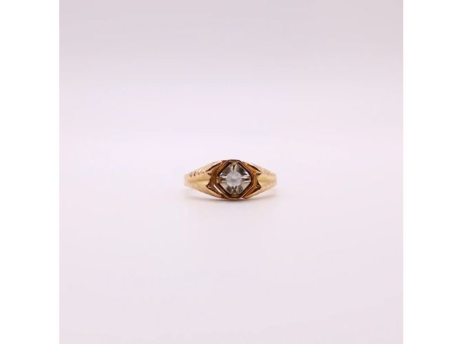 Autre Marque Anello a sigillo in oro giallo con spinello 750%O Gold hardware - vista 4