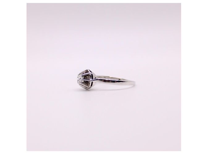 Autre Marque Solitär-Diamant-Antik-Chaton-Sonne-Weißgold 750%O Silber Hardware - Ansicht 4