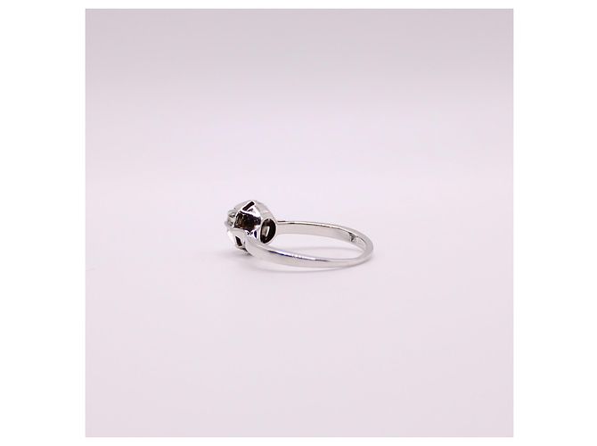 Autre Marque Solitär-Diamant-Antik-Chaton-Sonne-Weißgold 750%O Silber Hardware - Ansicht 5