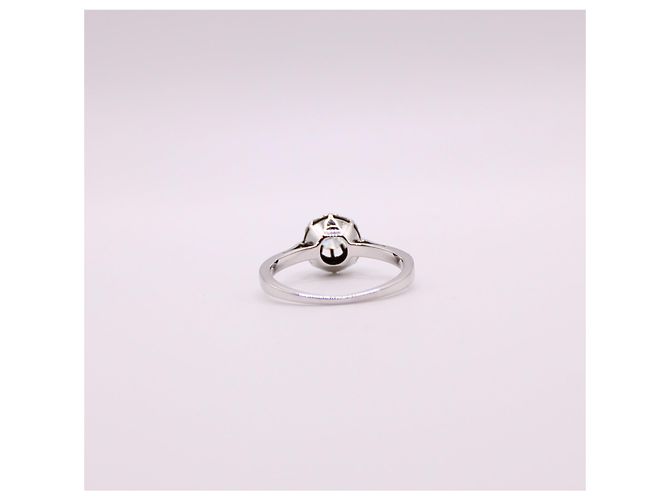 Autre Marque Solitär-Diamant-Antik-Chaton-Sonne-Weißgold 750%O Silber Hardware - Ansicht 6