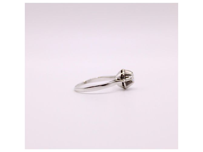 Autre Marque Solitär-Diamant-Antik-Chaton-Sonne-Weißgold 750%O Silber Hardware - Ansicht 7