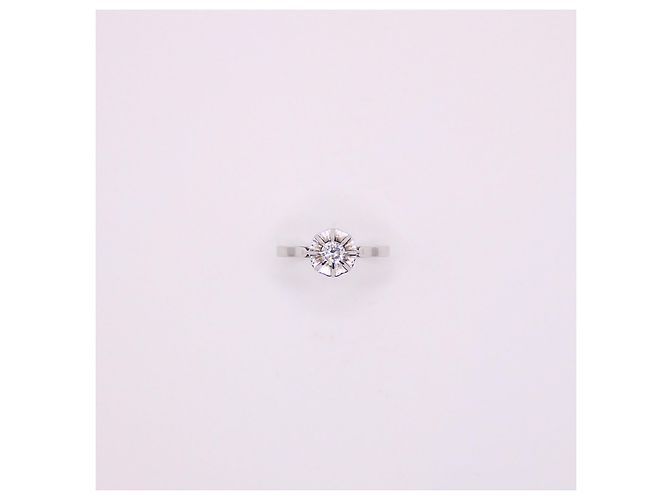 Autre Marque Solitär-Diamant-Antik-Chaton-Sonne-Weißgold 750%O Silber Hardware - Ansicht 9