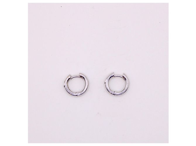 Autre Marque Piccoli orecchini a cerchio in oro bianco 750%o e diamanti Silver hardware - vista 3