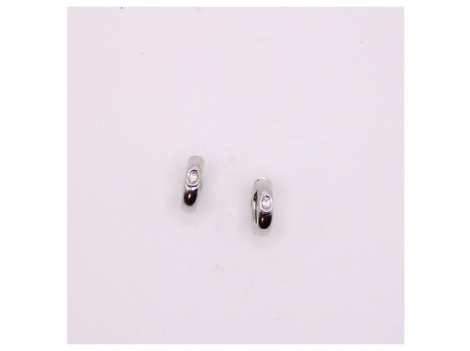 Autre Marque Piccoli orecchini a cerchio in oro bianco 750%o e diamanti Silver hardware - vista 4