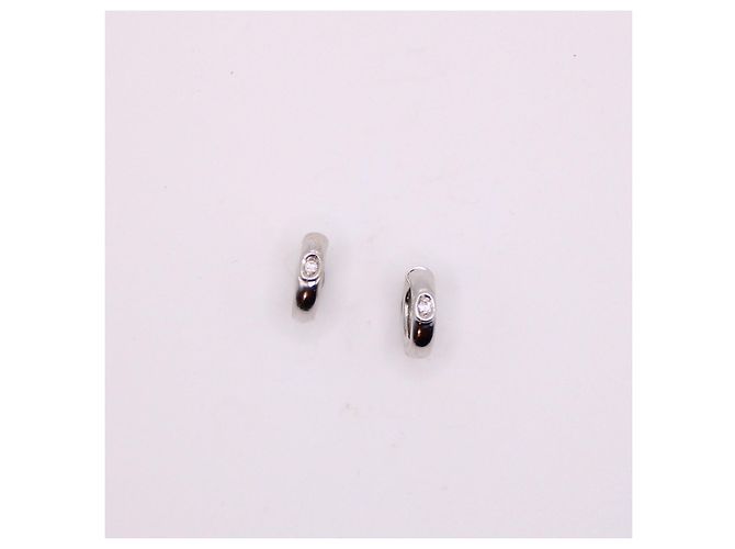 Autre Marque Piccoli orecchini a cerchio in oro bianco 750%o e diamanti Silver hardware - vista 5