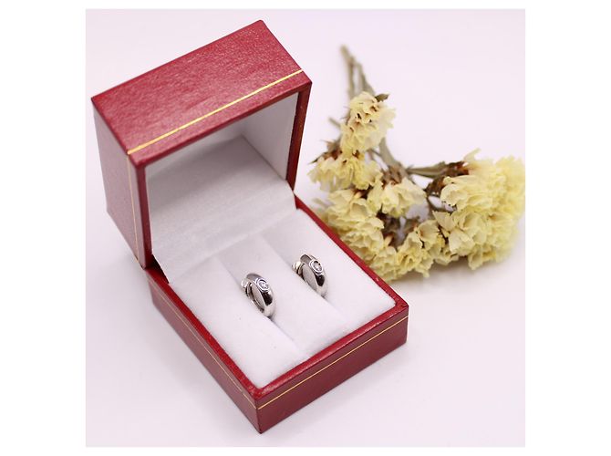 Autre Marque Piccoli orecchini a cerchio in oro bianco 750%o e diamanti Silver hardware - vista 7