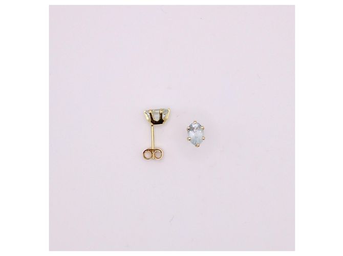 Autre Marque Orecchini a bottone in oro giallo 750%o acquamarina Blu chiaro Gold hardware - vista 4