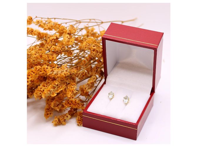 Autre Marque Orecchini a bottone in oro giallo 750%o acquamarina Blu chiaro Gold hardware - vista 5