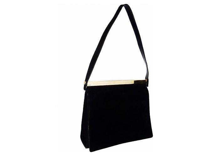 Marmont Clutch Gucci in camoscio nero - vista 3