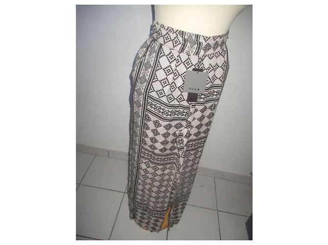Autre Marque Vila Clothes Hose Grau Weit Bein Baumwolle Größe 38 - Ansicht 2