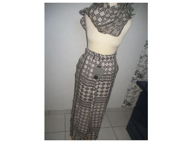 Autre Marque Vila Clothes Hose Grau Weit Bein Baumwolle Größe 38 - Ansicht 3