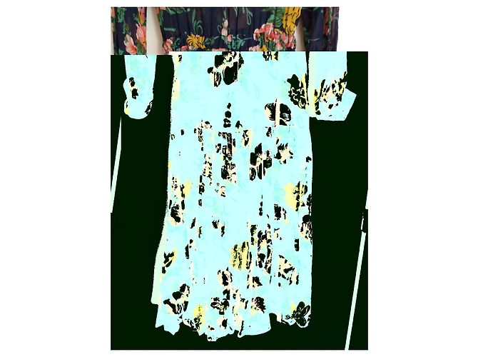 Vintage Langes Viscose Kleid Mehrfarbig Mehrfarben - Ansicht 4