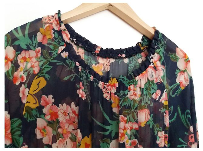 Vintage Langes Viscose Kleid Mehrfarbig Mehrfarben - Ansicht 5