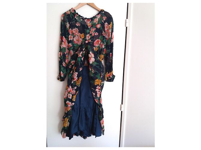 Vintage Langes Viscose Kleid Mehrfarbig Mehrfarben - Ansicht 7