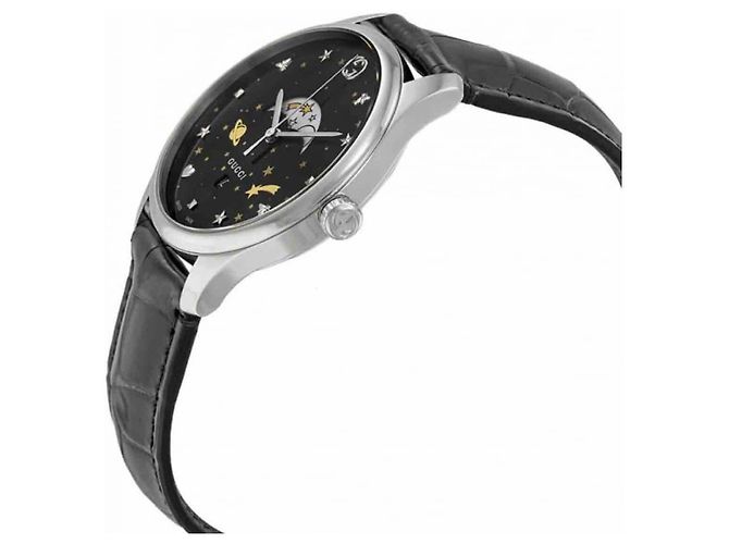 Relógio Gucci G-Timeless MODELO: YA126327 cinta de crocodilo Preto - vista 2