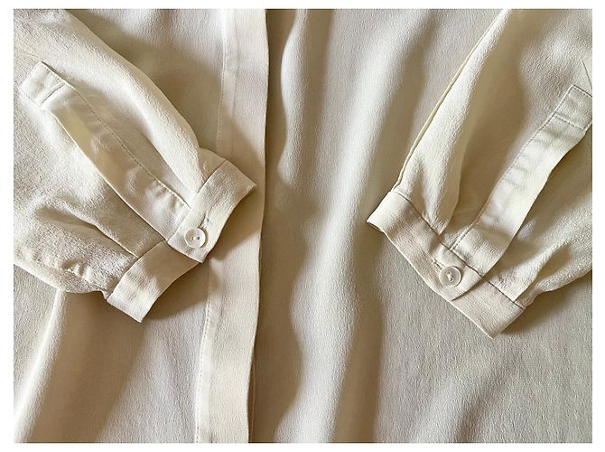 blusa crepe seda marfil Adolfo Dominguez T. S (36-38) Crema - vista 8