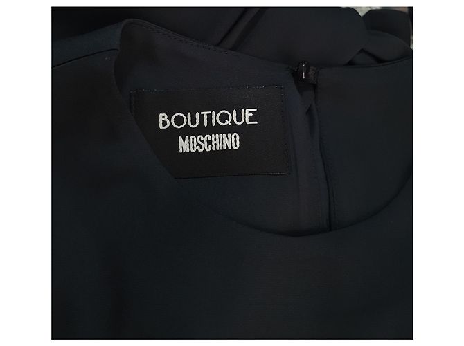 Camicetta Moschino Boutique in Seta Blu Navy con Vita Annodata - vista 8