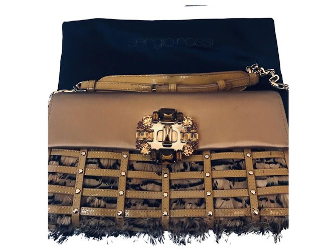 Pochette Sergio Rossi in raso e piume - vista 7