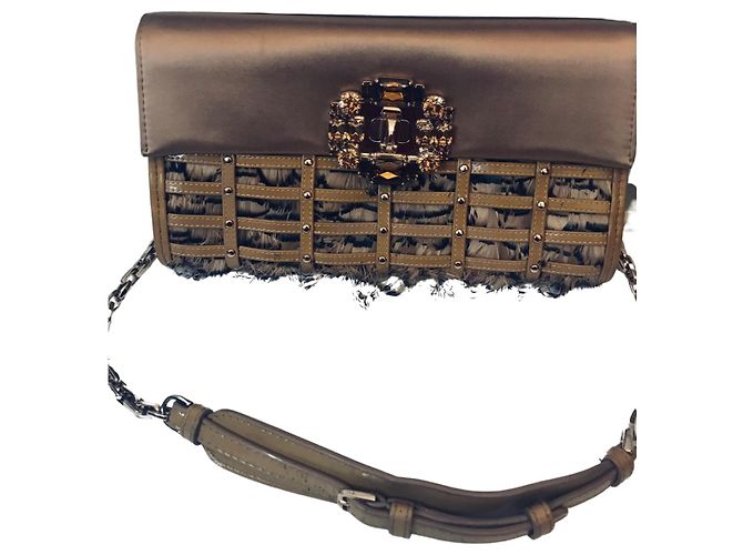 Pochette Sergio Rossi in raso e piume - vista 8