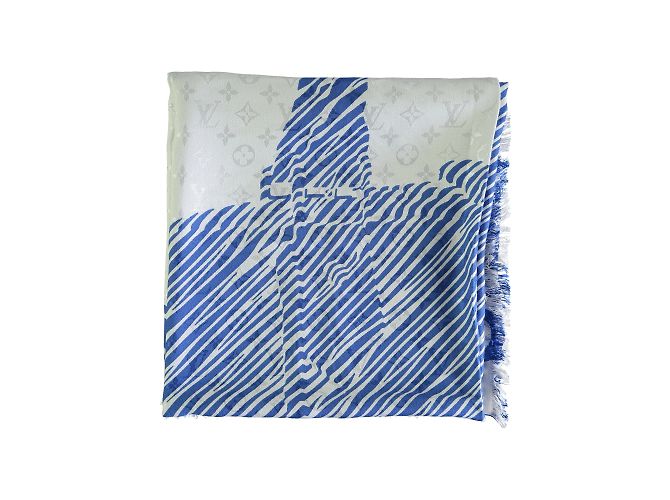 Sciarpa con stampa Alma blu e bianca Louis Vuitton Bianco - vista 2