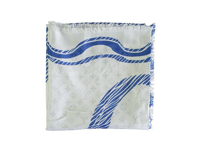 Sciarpa con stampa Alma blu e bianca Louis Vuitton Bianco - vista 3