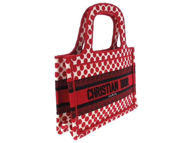 Dior Red DiorAmour Mini Book Tote aus bestickter Canvas mit Punkten Rot - Ansicht 2