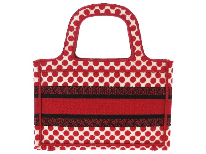 Dior Red DiorAmour Mini Book Tote aus bestickter Canvas mit Punkten Rot - Ansicht 3