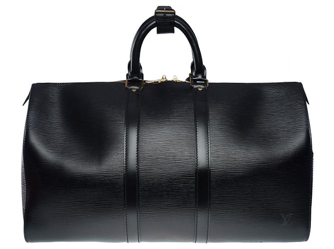 Louis Vuitton Borsa da viaggio Keepall 45 in pelle Epi nera -101171 Nero - vista 3