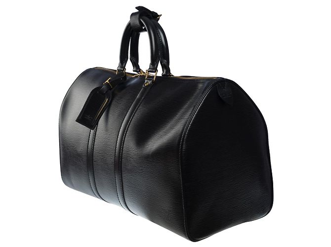 Louis Vuitton Borsa da viaggio Keepall 45 in pelle Epi nera -101171 Nero - vista 4