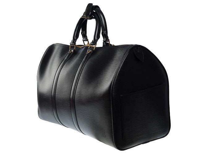 Louis Vuitton Borsa da viaggio Keepall 45 in pelle Epi nera -101171 Nero - vista 5