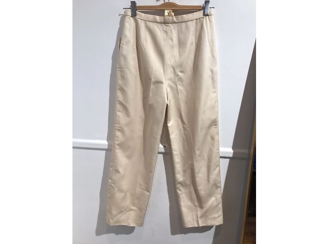 Hermès Pantalones HERMES T.International L Lino Beige - vista 4