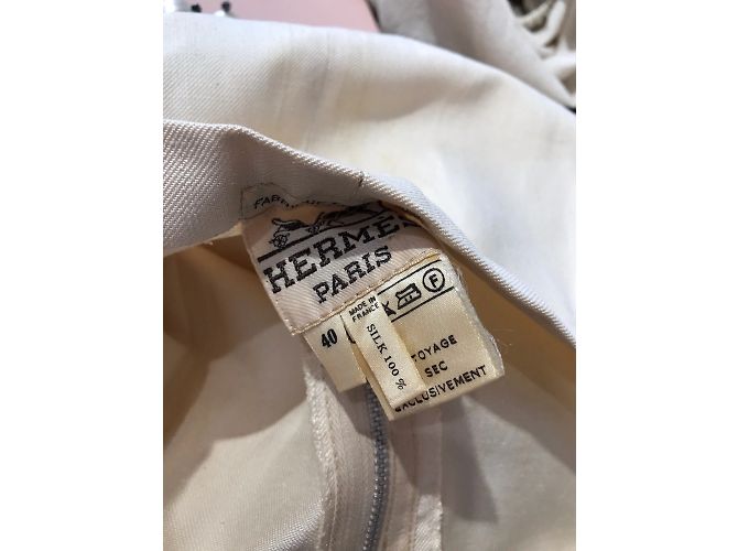 Hermès Pantalones HERMES T.International L Lino Beige - vista 6