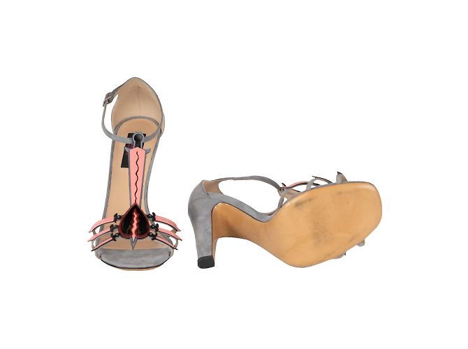 Sandali Love Blade T Strap Di Valentino In Camoscio Grigio Multicolore - vista 4