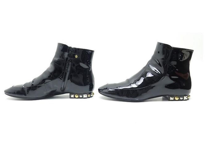 BOTINES PLANOS LOUIS VUITTON SESENTA 40 Botines de charol Negro - vista 2