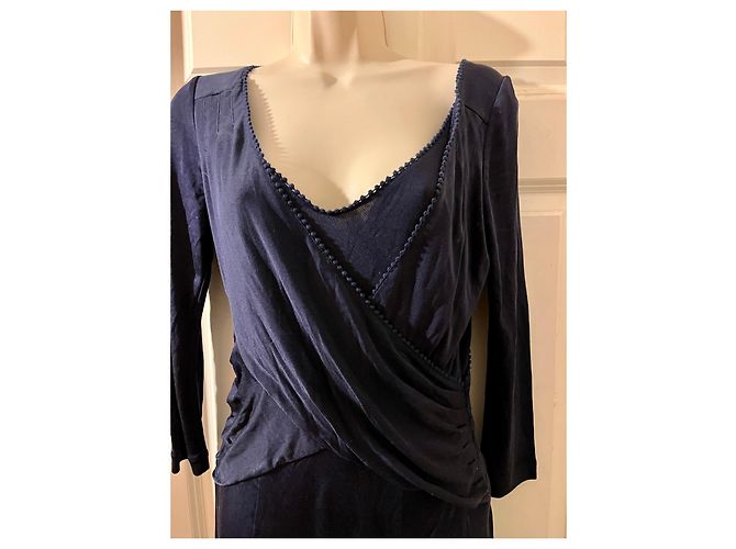 Ghost London Vestido Ghost de jersey de seda en azul oscuro - vista 2