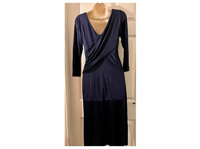 Ghost London Vestido Ghost de jersey de seda en azul oscuro - vista 3