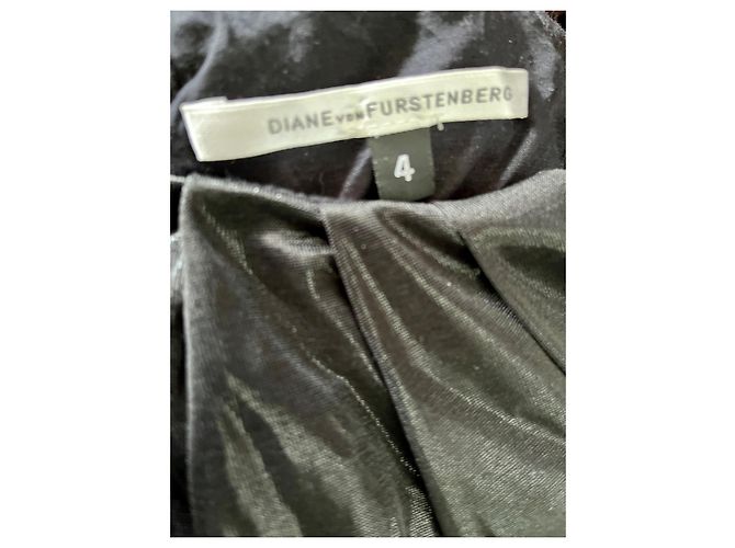 Diane Von Furstenberg Vestido Lesley vintage negro metalizado de DvF Metálico - vista 6