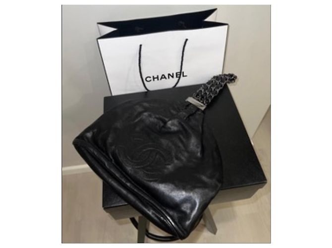 Borsa Chanel in pelle nera con logo Nero - vista 3
