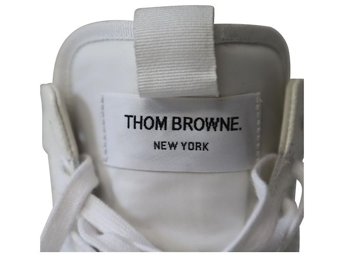 Tênis Thom Browne Tênis Cano Alto em Couro Branco - vista 8