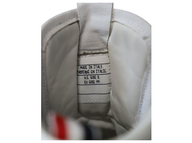 Tênis Thom Browne Tênis Cano Alto em Couro Branco - vista 9