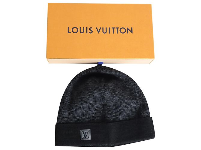 Berretto Louis Vuitton Neo Petit Damier in lana grigia Grigio - vista 6