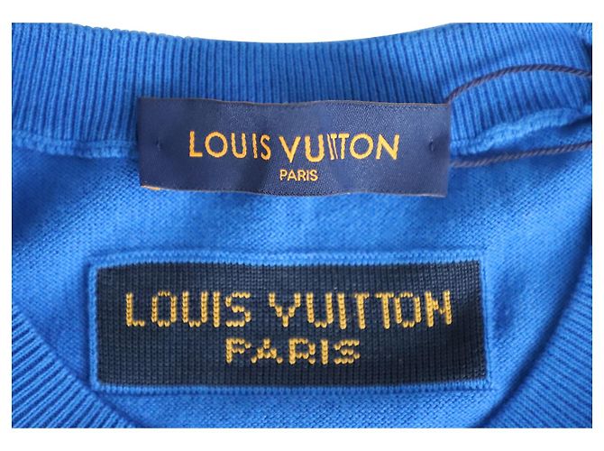 Camiseta Louis Vuitton Everyday LV gola redonda em algodão azul - vista 3