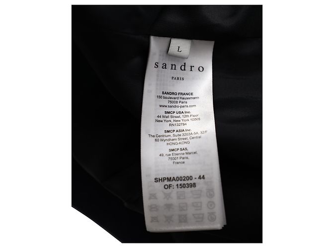 Sandro Paris Pea Coat with Detachable Faux Shearling Collar in Navy Blue Wool - view 4