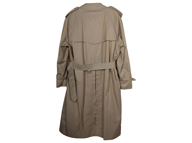 Trench coat foderato Burberry in lana kaki Verde Cachi - vista 2