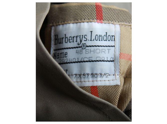 Trench coat foderato Burberry in lana kaki Verde Cachi - vista 4
