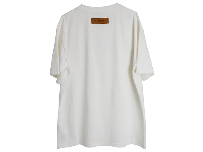 Twist Louis Vuitton 3T-shirt D LV Graffiti ricamata in cotone bianco - vista 2