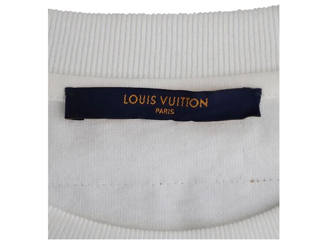 Twist Louis Vuitton 3T-shirt D LV Graffiti ricamata in cotone bianco - vista 3