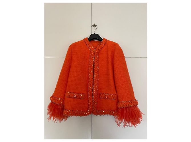 Valentino Orange Wool Jacket with Sequins - view 2