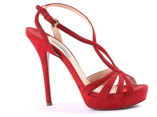 PRADA Sandalen EU 39 Wildleder Rot - Ansicht 2